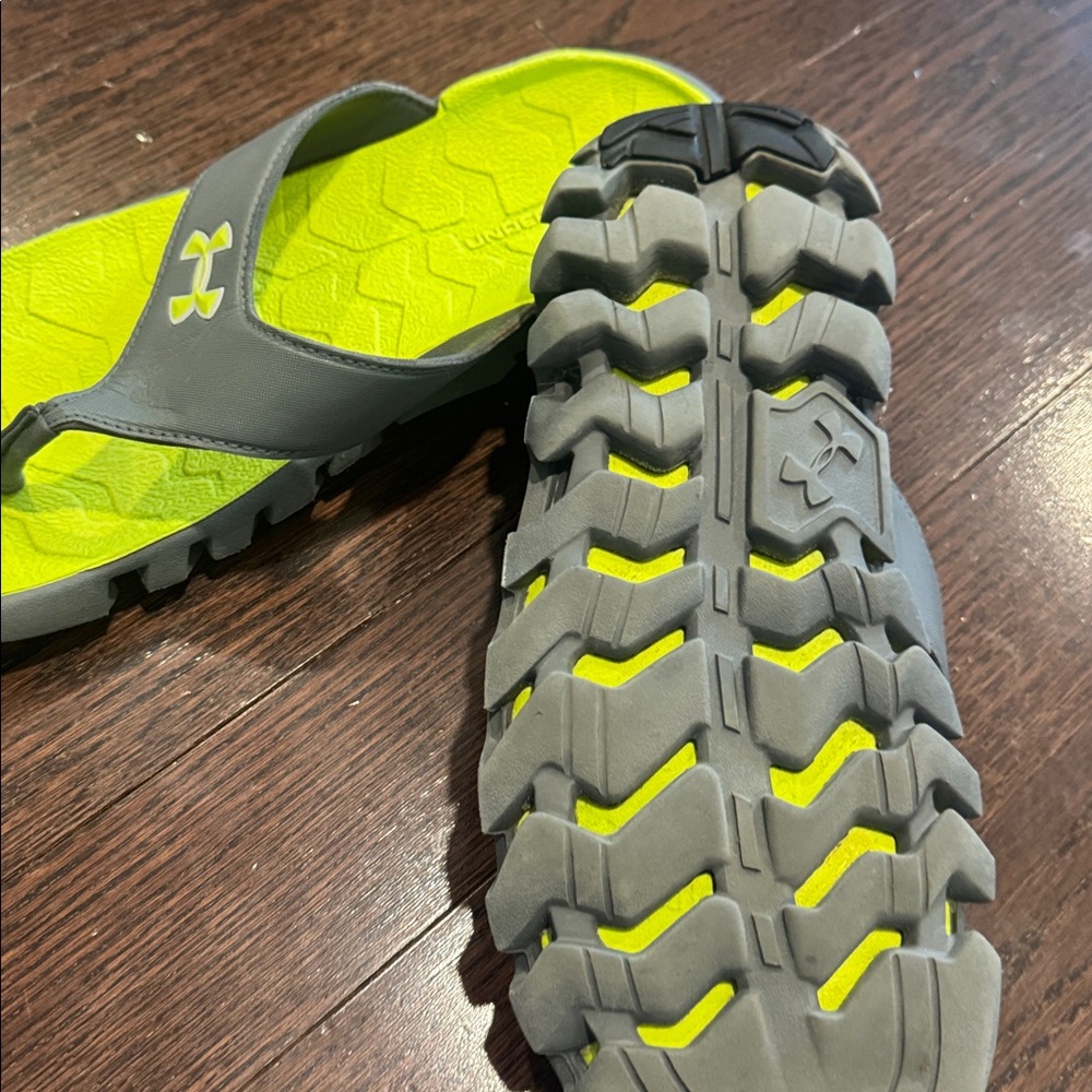 Under Armour Men’s  Sandals - Gray and Neon Green - Picture 3 of 5